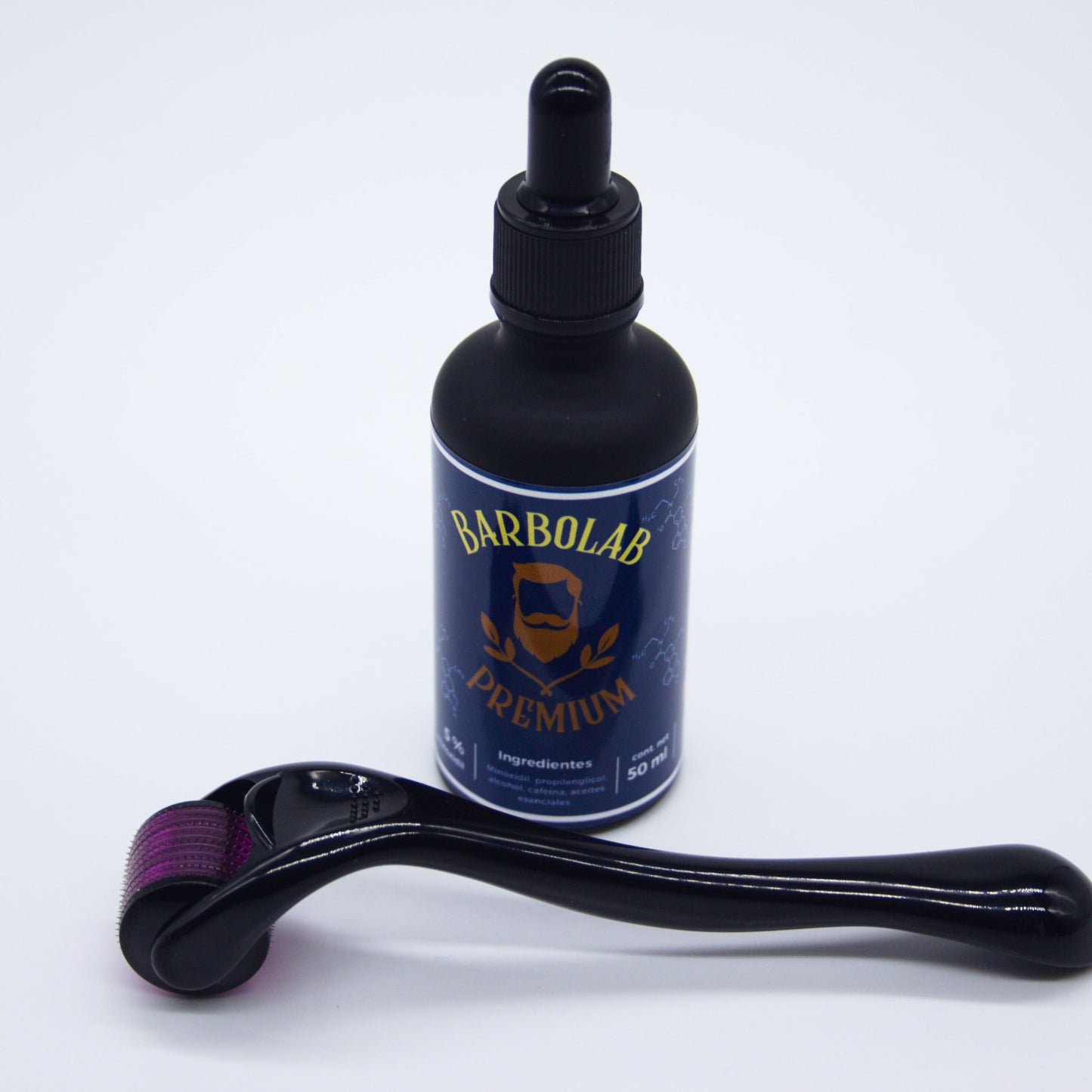 Minoxidil Estimulante Para Barba Con Cafeína & Derma Roller-50ml (1.5 meses de tratamiento)